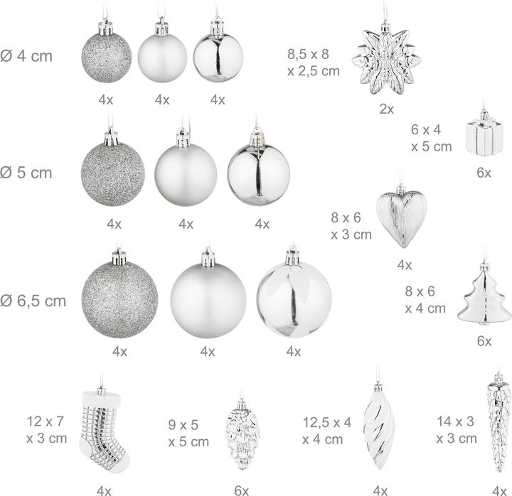 Productafbeelding Relaxdays 72-delige kerstballen set (72 -Part)