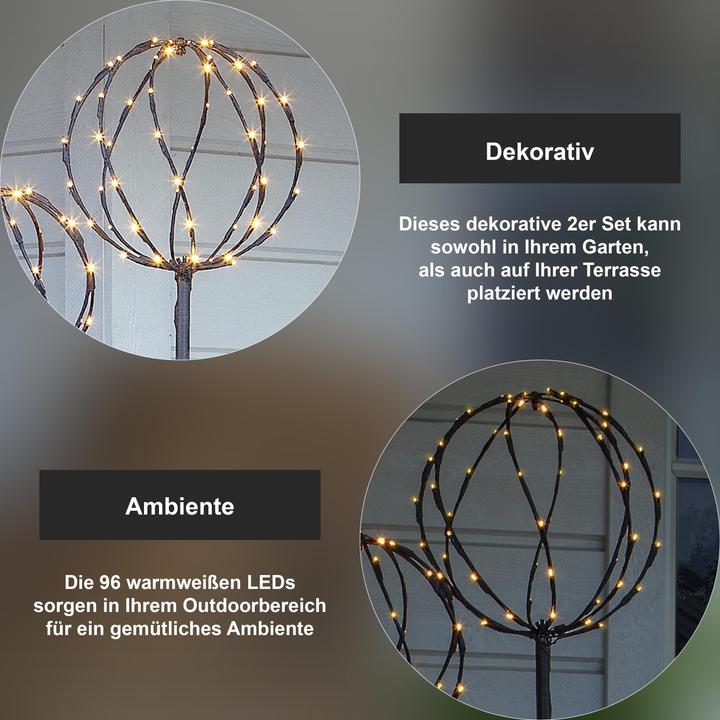 Produktbild Star Trading Gartenlicht Decoration Sphere, 96 LEDs, Schwarz, 2er Set (IP44)