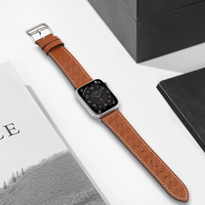 Actual product image Hurtel Strap Leather Leather Strap for Apple Watch Ultra, SE, 8, 7, 6, 5, 4, 3, 2, 1 (49, 45, 44, 42 mm) (42 mm, 44 mm, 45 mm, 49 mm, Genuine leather)