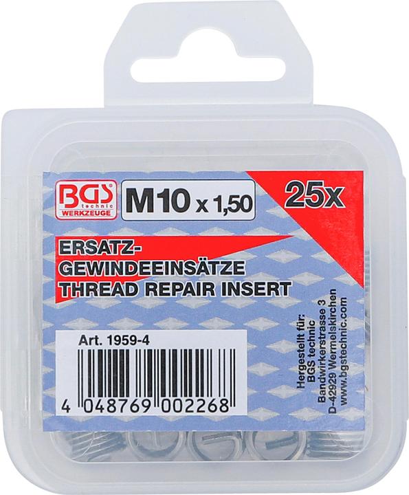 Image du produit BGS Inserts taraudés | M10 x 1,5 mm | 25 pièces