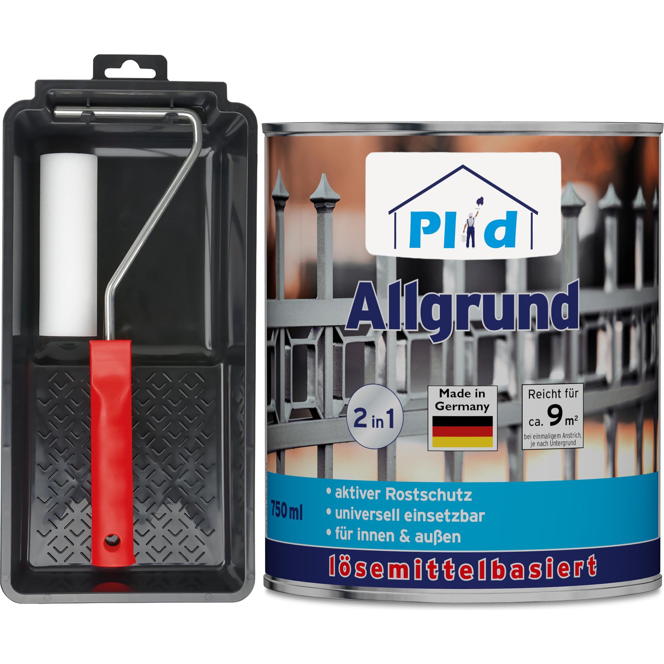 Plid, Wandfarbe + Spezialfarbe, Allgrund Weiss 0,75L + Anstrichset / Rostschutzfarbe Rostgrundierung Grundierung (Weiss,...