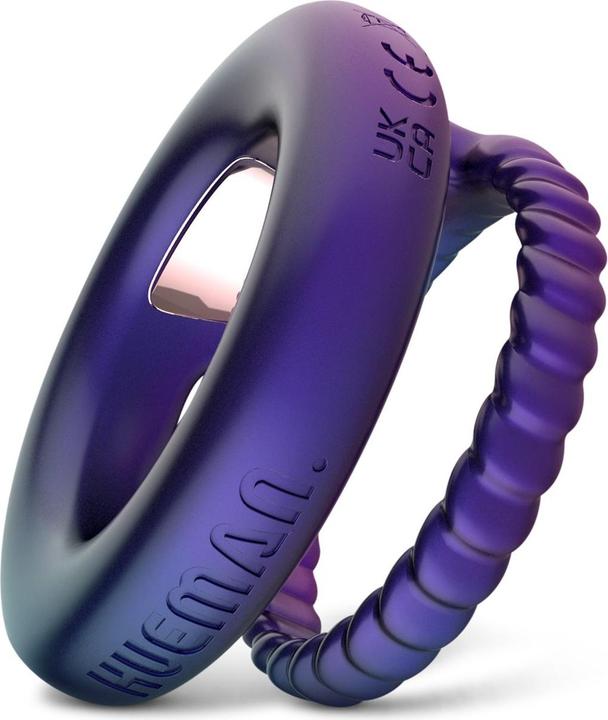 Actual product image Hueman - Jupiter Vibrating Cock and Ball Ring - Purple