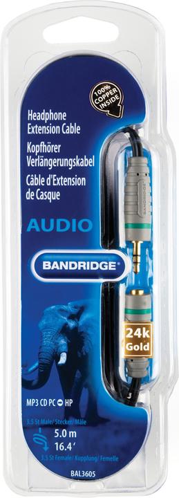 Immagine prodotto Bandridge Cavo di prolunga stereo da 3,5 mm BLU (5 m, Cavo AUX)