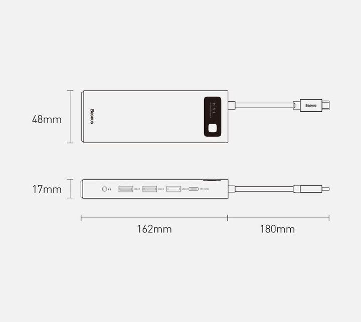 Actual product image Baseus CAHUB-CT0G (USB-C, 11 ports)