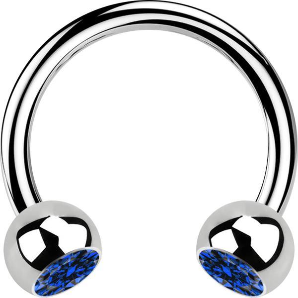 Actual product image Star Piercing Micro Circular Barbell silver with two dark blue crystal balls (without brass, Surgical steel 316L)