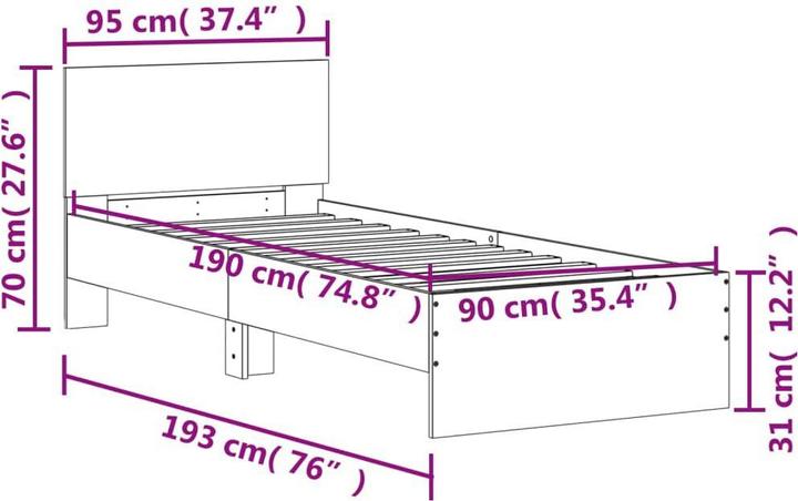 Produktbild vidaXL Bettgestell (90 x 190 cm)