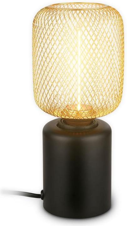 Image du produit Briloner RIST LED Tischleuchte mit Drahtgeflecht - Schwarz, Gold (120 lm, E27)