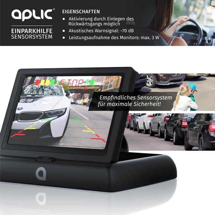 Immagine prodotto Aplic Telecamera posteriore, sistema di ausilio al parcheggio con 4x sensori di parcheggio, telecamera e
