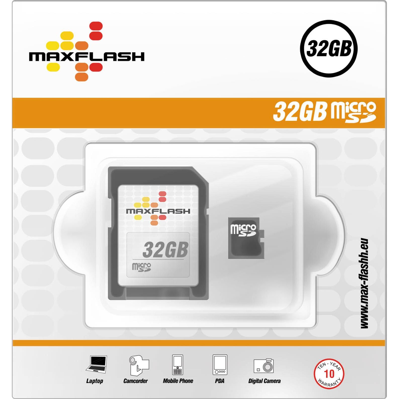 Thumbnail - IMRO Micro-SD Karte 32 GB Class 4 + SD-Adapter – MaxFlash Speicherkarte (32 GB, microSD), Speicherkarte, Schwarz