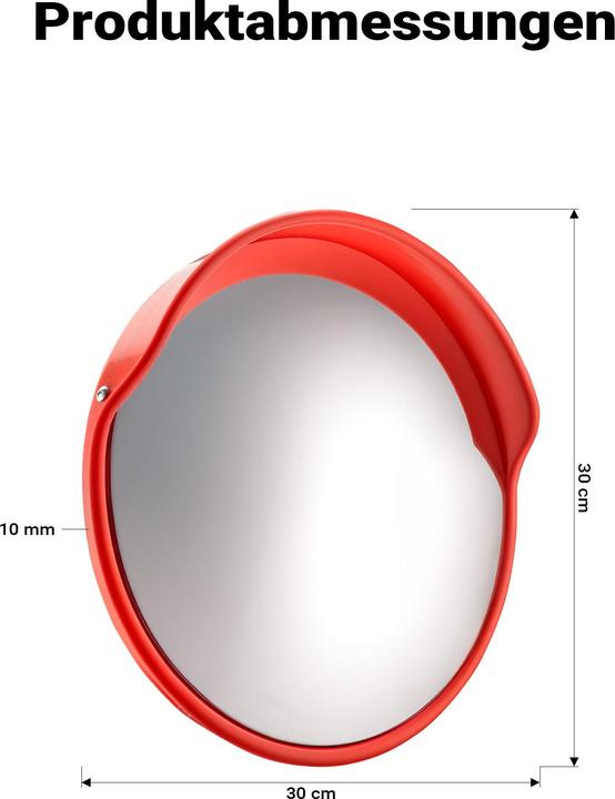 Actual product image Wiltec Verkehrsspiegel 30cm Konvexspiegel Schutzhaube Orange Sicherheitsspiegel (1 x 30 cm)