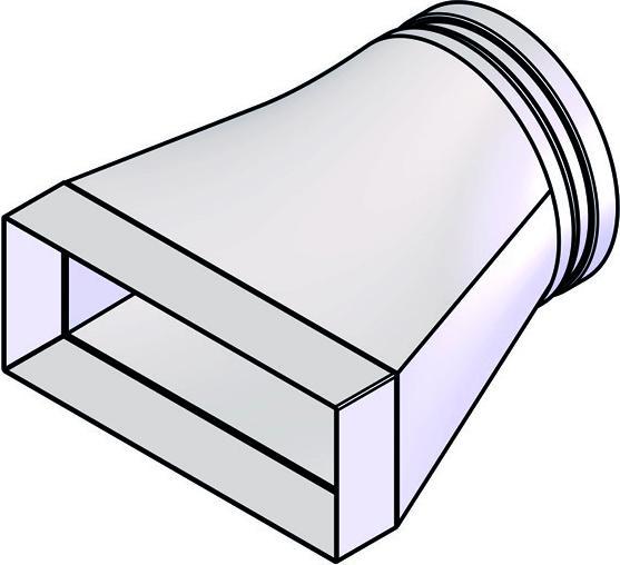Hastrag Spigot van plat naar rond, excentrisch