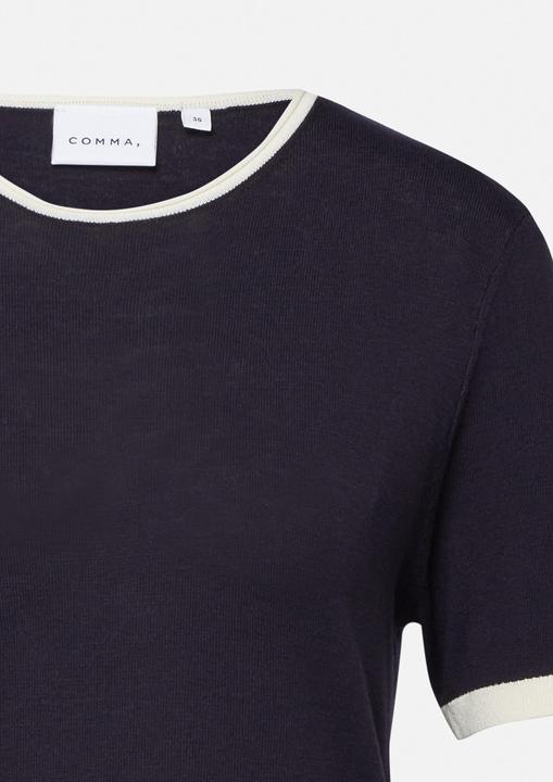 Produktbild Comma Strickpullover Basic Feinstrick-Shirt mit Kontrastabschlüssen (38)