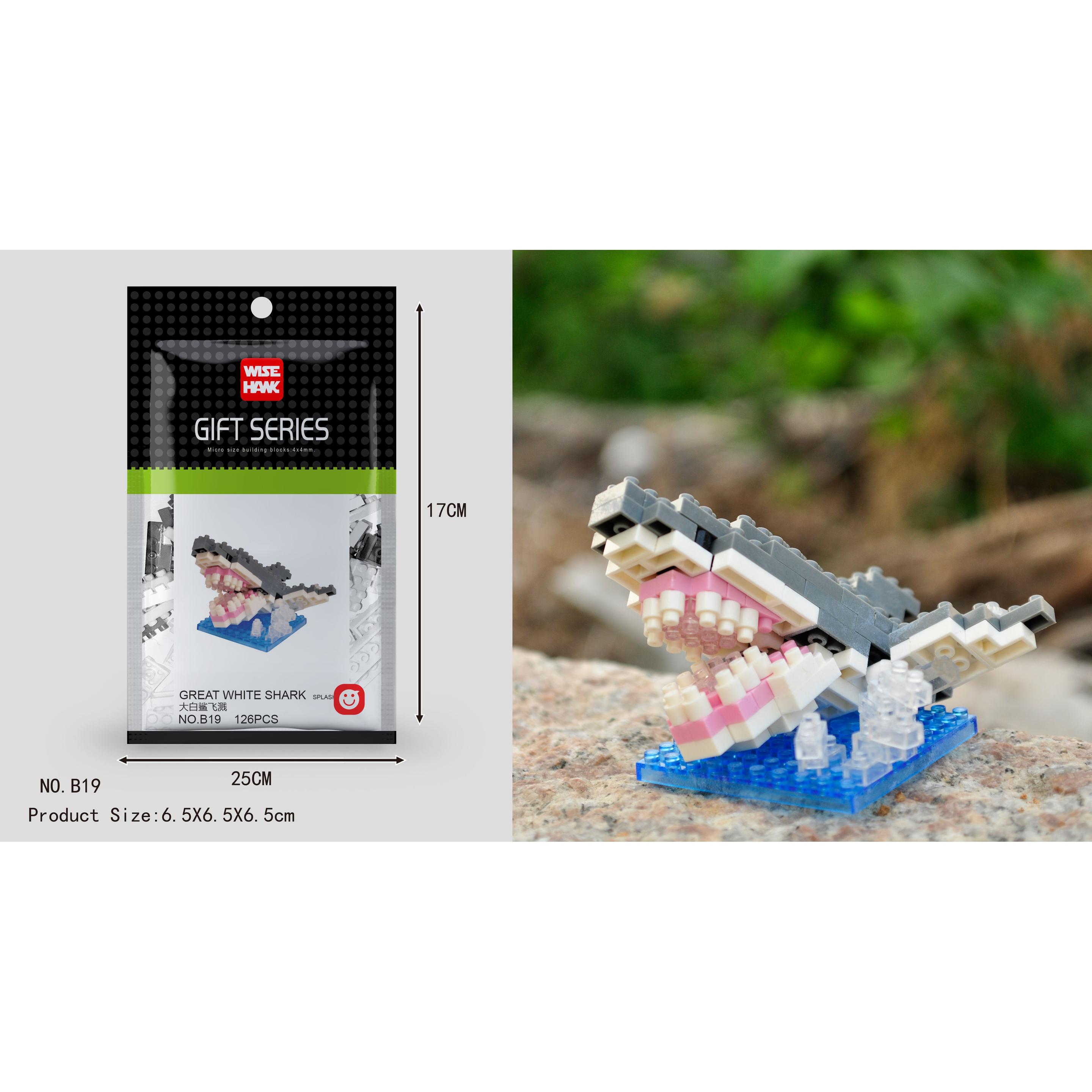 Tinisu GroÃŸer weiÃŸer Hai Figur Bausteine Modell LNO Micro-Bricks