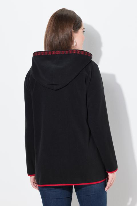 Produktbild Ulla Popken Trachten-Fleecejacke, Kapuze, Zierstickerei, Langarm (46, 48)