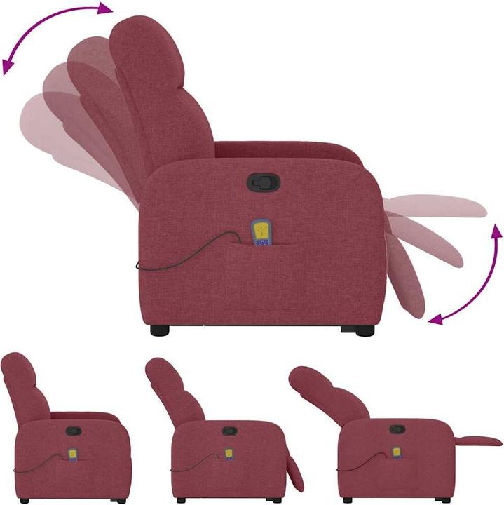 Actual product image VidaXL Massage chair with stand-up aid wine red fabric