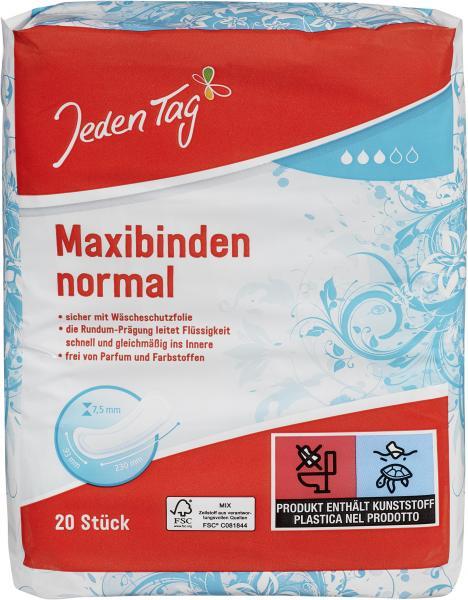 Produktbild Jeden Tag Maxibinden Normal ohne Flügel