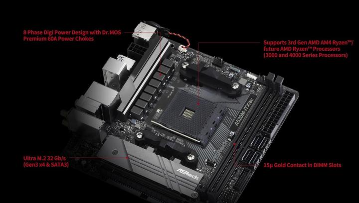 Produktbild AsRock A520M (AM4, AMD A520, Mini-ITX)