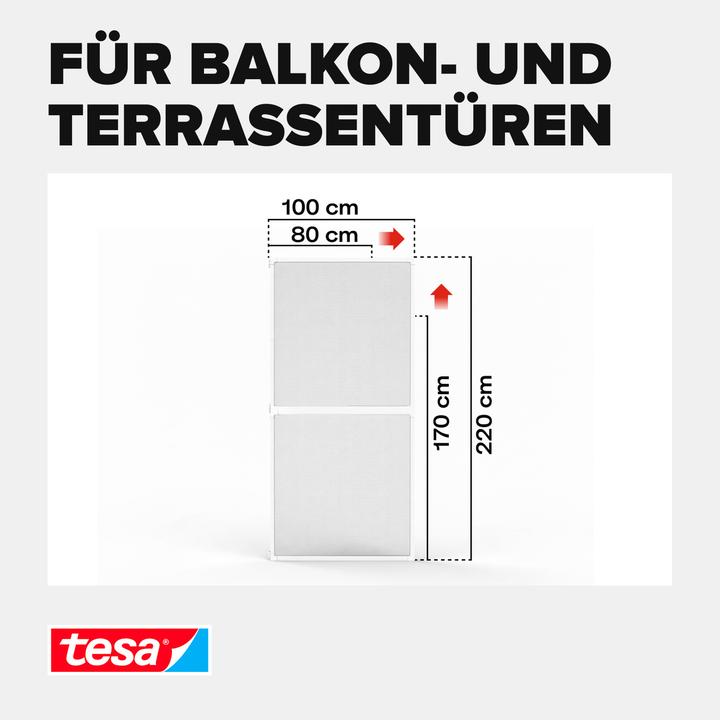 Produktbild tesa FALT Insektenschutz für Türen, grössenverstellbarer Alu-Rahmen, faltbar (220 x 100 cm)