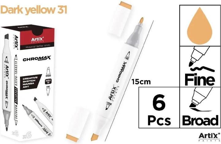Produktbild Artix Chromax-Marker mit 2 Spitzen. dunkelgelb 31 (6 Stück) (6x)