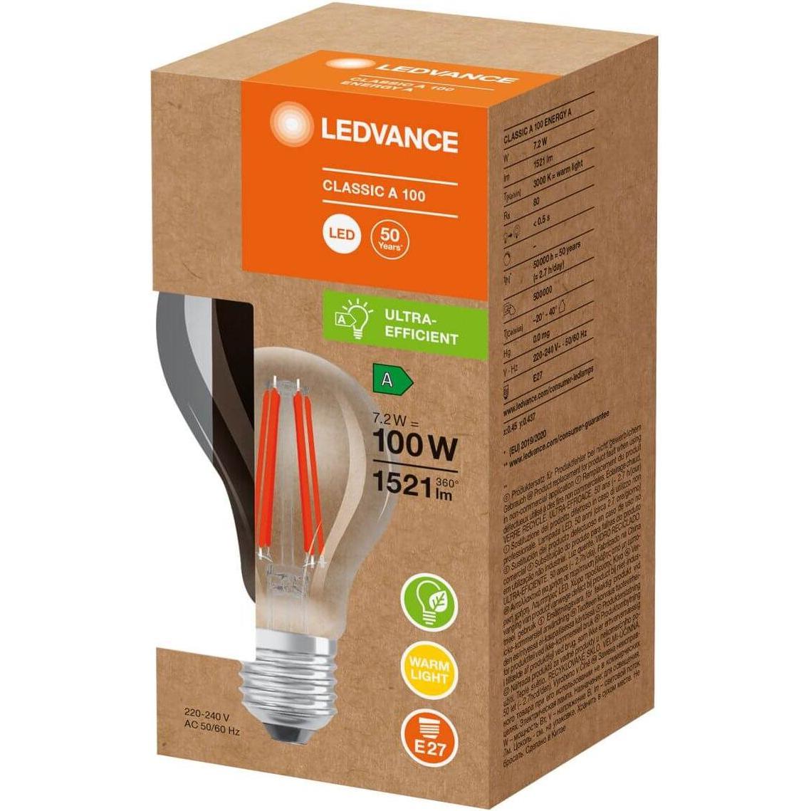 Thumbnail - Osram, Leuchtmittel, ENERGY EFFICIENCY FILAMENT A 100 72 W E27A (E27, 7.20 W, 1521 lm, 1 x, A)