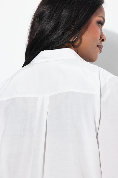 Immagine prodotto Ulla Popken Blusa dal taglio svasato con fiori, colletto da camicia e maniche lunghe (46, 48)