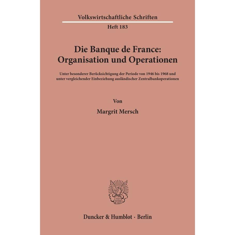 Die Banque de France: Organisation und Operationen., Fachbücher