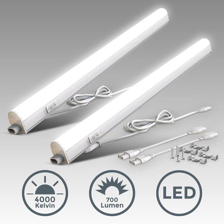 Immagine prodotto B.K.Licht Luce LED sottopensile, bianca, LED/8W, set di 2 (800 lm)