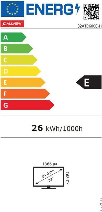 Energielabel Allview 32ATC6000-H 32" (81cm) HD Ready LED TV (32", LED, Klaar voor HD)
