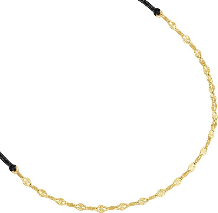 Immagine prodotto Glanzstücke München Armband Sterling Silber gelbgold Textil (schwarz) - 38378 (22 cm, Argento)