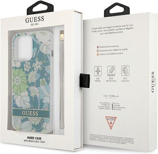 Produktbild Guess GUHCP13XHFLSN iPhone 13 Pro Max 6,7" zielony/green hardcase Flower Strap (Apple iPhone 13 Pro Max)