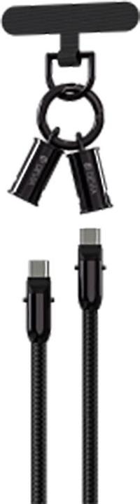 Actual product image Devia cable lanyard 2in1 PD USB-C - USB-C 0,3 m 60W black (0.30 m, USB 3.2 Gen 2, 60 W)