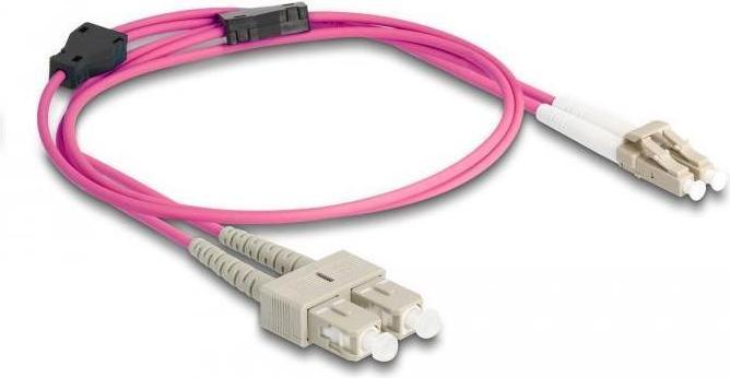 Image du produit Delock Câble à fibre optique avec armure métallique LC duplex à SC duplex multimode OM4 1 m (1 m)