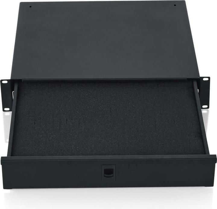 Actual product image Gator Rackworks Standard 2U Rack Mount Tray with Foam Interior and Lock 36cm Deep GRWDRWDF2 Black (19" rack)