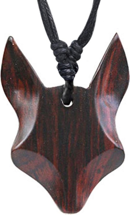 Produktbild Star Piercing Halskette schwarz Anhänger Fuchs aus Narra Holz (ohne Messing, Organisch)