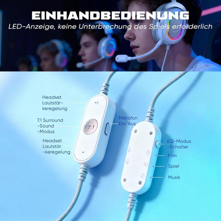 Actual product image Fifine Gaming Headset mit Mikrofon, Surround Sound, USB (Cable)