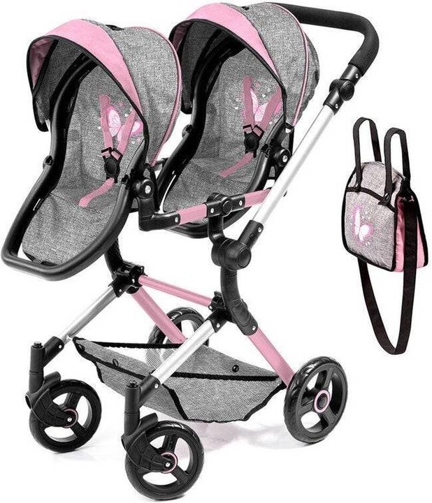 Bayer Twin Pram - Neo - Grey w. Butterfly (26233AA)