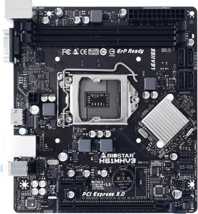 Produktbild Biostar H61MHV3 H61 (LGA 1155, Intel H61, mATX)
