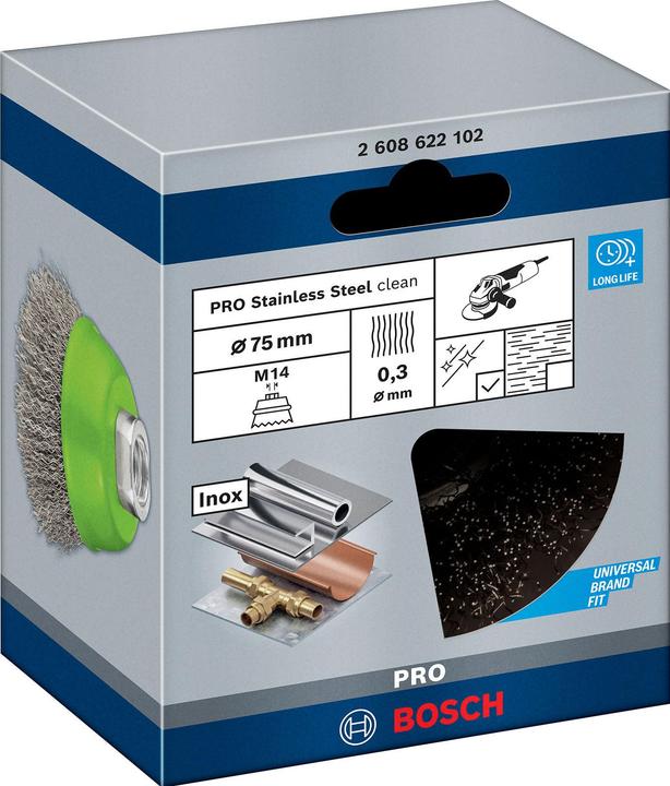Produktbild Bosch Professional Zubehör PRO Stainless Steel clean Topfbürste, 75 x 0,3 mm, Gewinde
