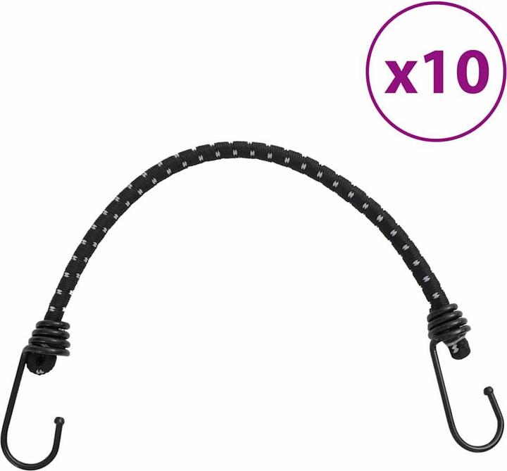 Image du produit VidaXL Cordes en caoutchouc réfléchissantes avec crochet 10 pcs. 46 cm