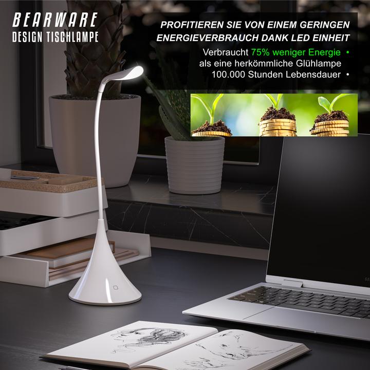 Actual product image CSL Schreibtischlampe LED Tischlampe, flexibler Schwanenhals, Leselampe mit USB oder Batteriebetrieb (160 lm)