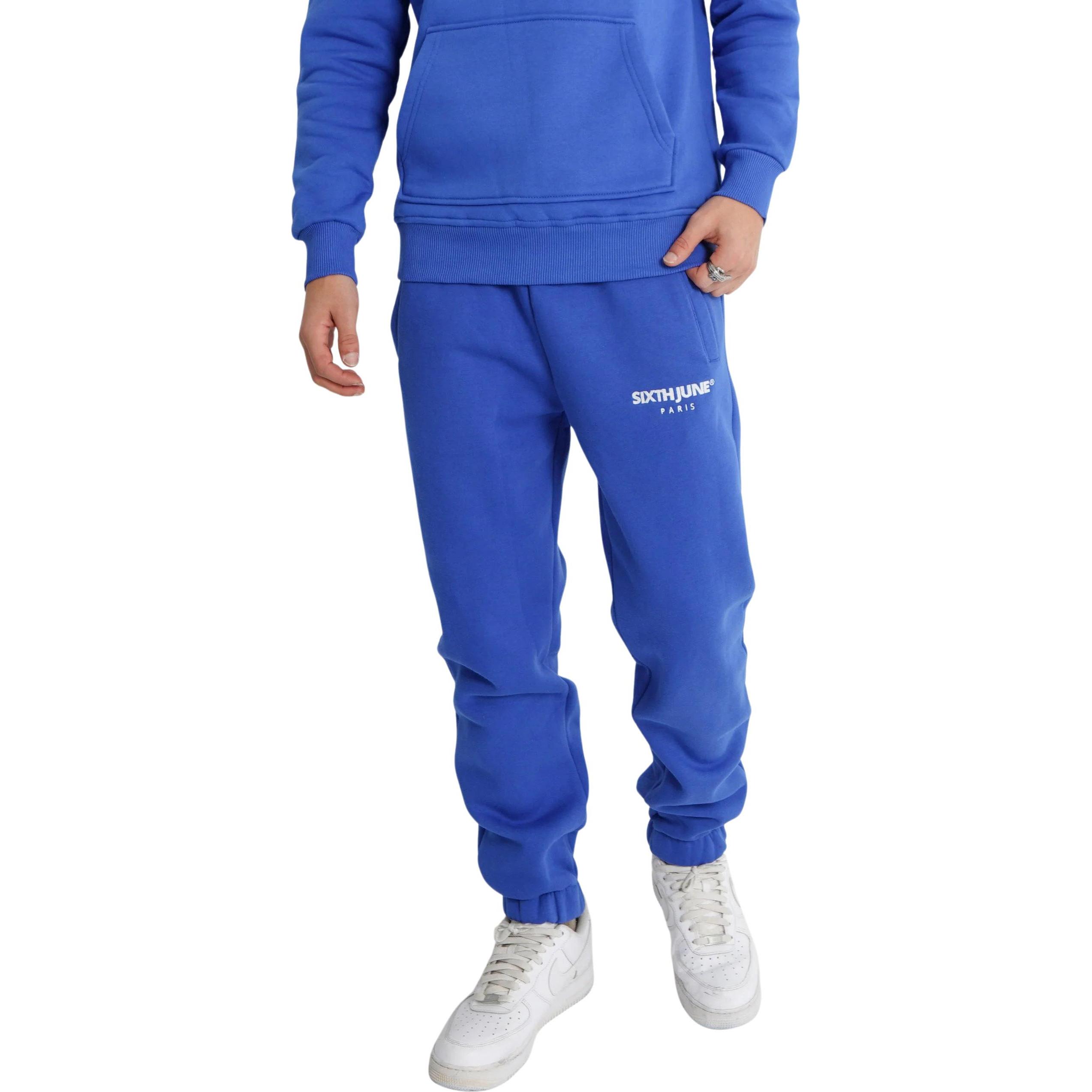 Thumbnail - Sixth June, Herren, Hosen, Jogginghose aus Wolle mit gesticktem Logo, Blau, (M)