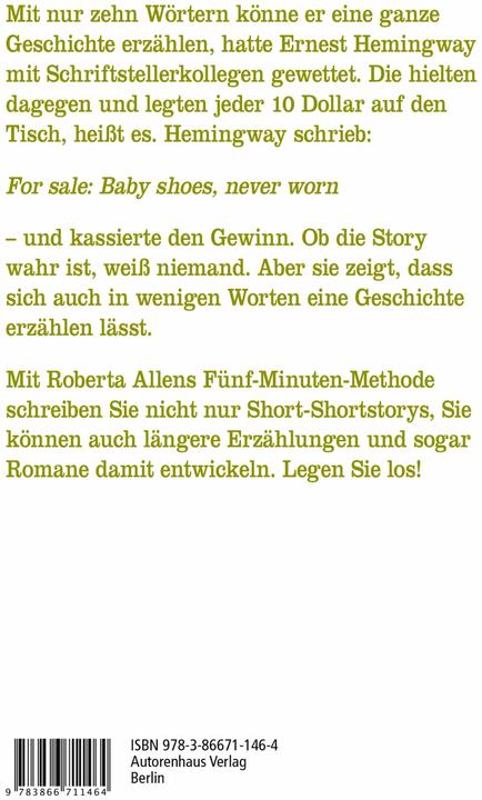 Produktbild Short-Shortstorys schreiben - Kürzestgeschichten schreiben (Deutsch, Roberta Allen, 2018)