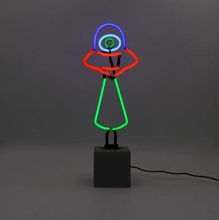 Produktbild Locomocean Glas Neon Tischlampe mit Betonsockel - UFO