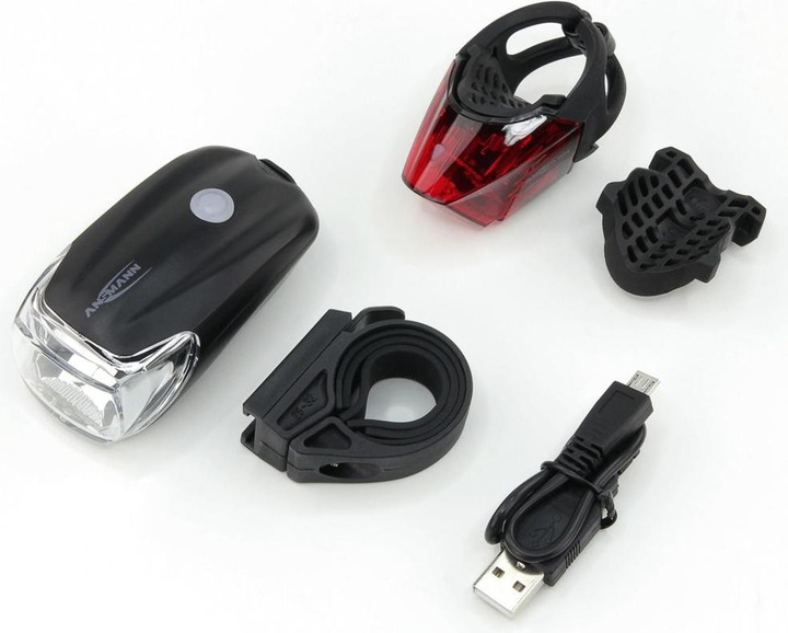 Immagine prodotto Ansmann Illuminazione per biciclette Set di luci per biciclette Batteria anteriore e posteriore (170 lm, 170 lm)