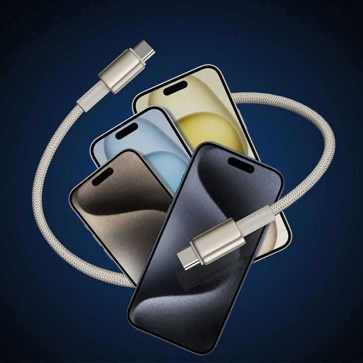 Actual product image Baseus Cable USB-C to USB-C Tungsten Gold, 100W, 2m (gold) (2 m, USB 2.0)