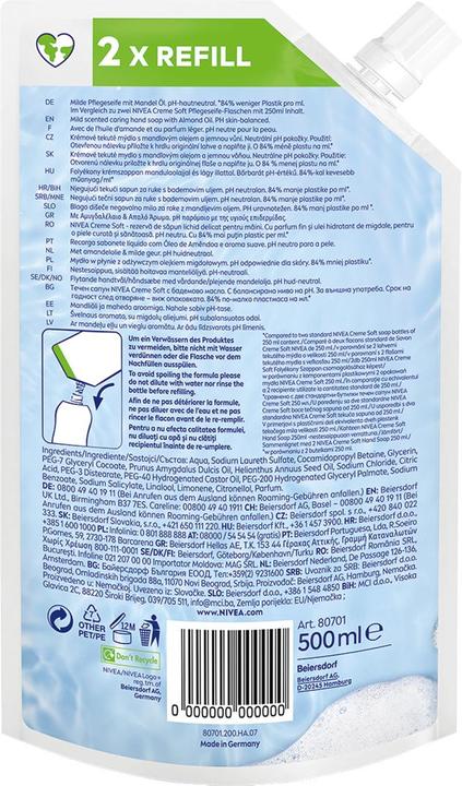 Immagine prodotto NIVEA Creme Soft Refill Duo (Sapone liquido, 1000 ml)