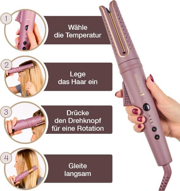 Actual product image Remington Ionic rotating curling iron with ceramic coating, digital temperature control, automatic shut-off