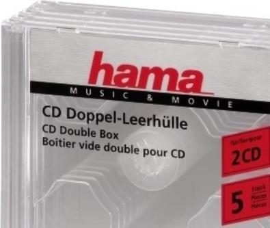 Actual product image Hama CD Double Box 5-pack Transparent Jewel Case