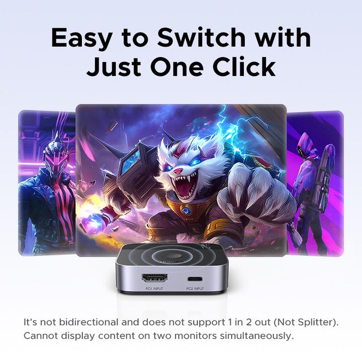 Immagine prodotto Ugreen - KVM Switch AW503 (55452) - Type-C + HDMI, 4K@60Hz, Aluminum - Grey