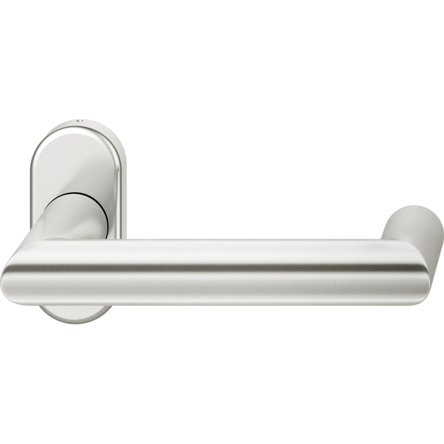 FSB, Türgriff + Fenstergriff, Rahmentürdrücker 09 1016 mit Hochhaltefeder ovale Rosette Alu silber (Türgriff)